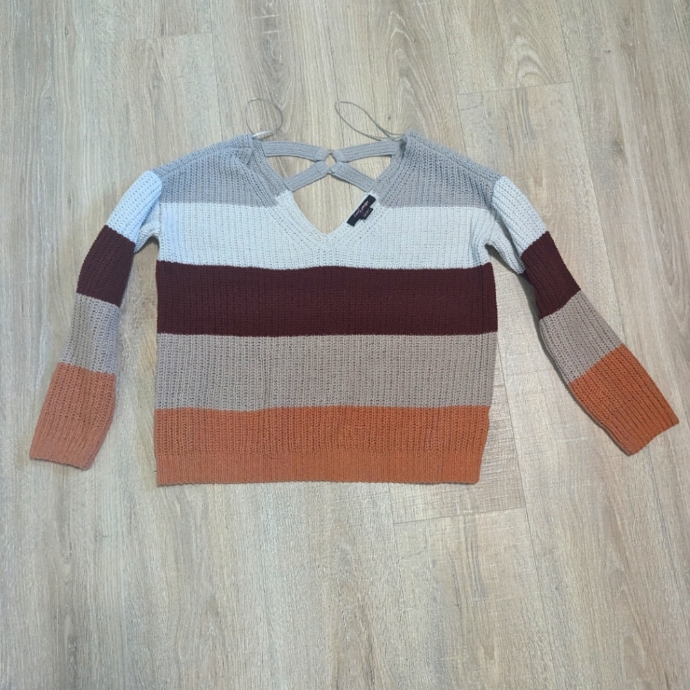 six color knitted semi off the shoulder sweater